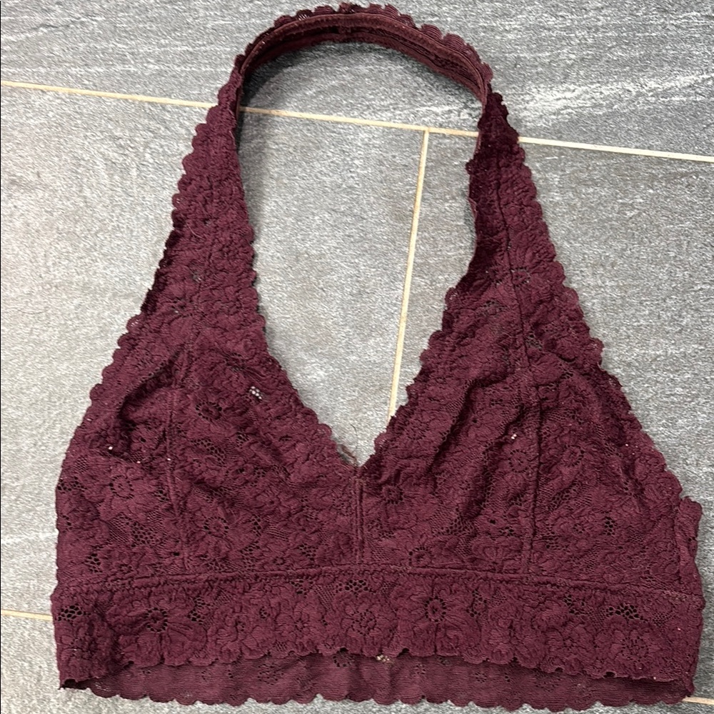 Burgundy Lace halter Bralette